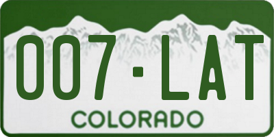 CO license plate 007LAT