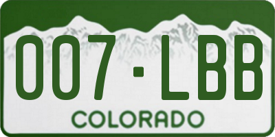 CO license plate 007LBB