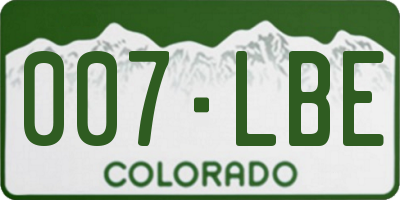 CO license plate 007LBE