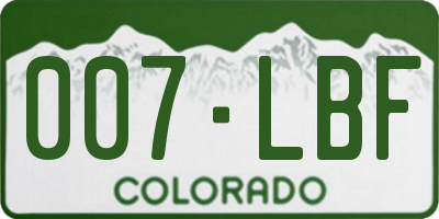 CO license plate 007LBF