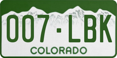 CO license plate 007LBK