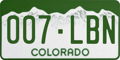 CO license plate 007LBN