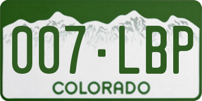 CO license plate 007LBP