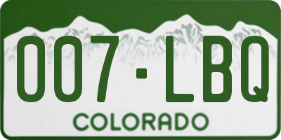 CO license plate 007LBQ