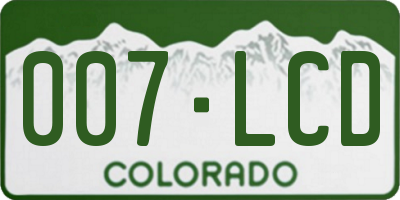 CO license plate 007LCD