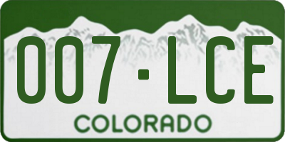 CO license plate 007LCE