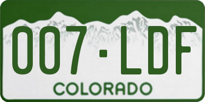CO license plate 007LDF