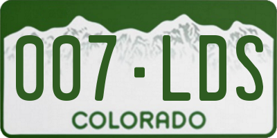 CO license plate 007LDS