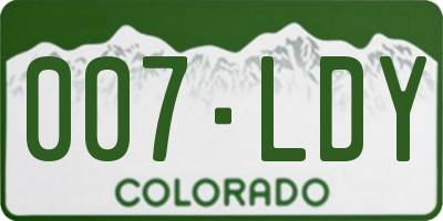 CO license plate 007LDY