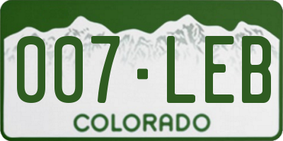 CO license plate 007LEB