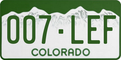 CO license plate 007LEF