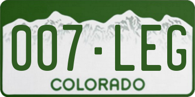 CO license plate 007LEG