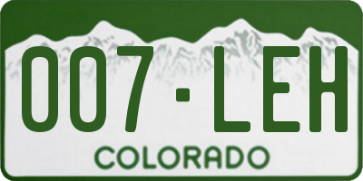 CO license plate 007LEH