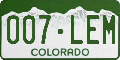 CO license plate 007LEM