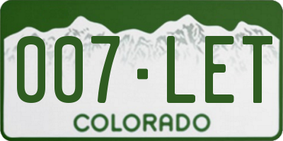CO license plate 007LET