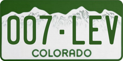 CO license plate 007LEV