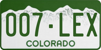 CO license plate 007LEX