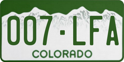 CO license plate 007LFA