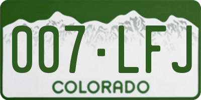 CO license plate 007LFJ