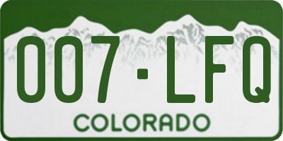 CO license plate 007LFQ