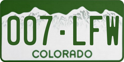 CO license plate 007LFW