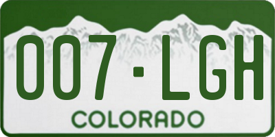 CO license plate 007LGH