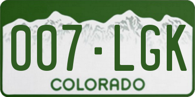 CO license plate 007LGK