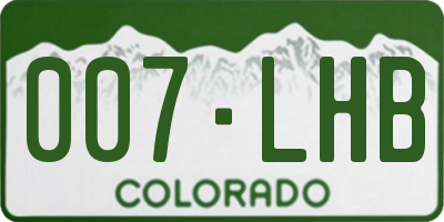 CO license plate 007LHB