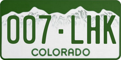 CO license plate 007LHK