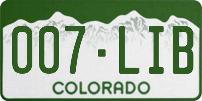 CO license plate 007LIB