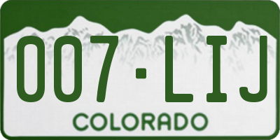 CO license plate 007LIJ