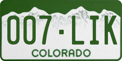 CO license plate 007LIK