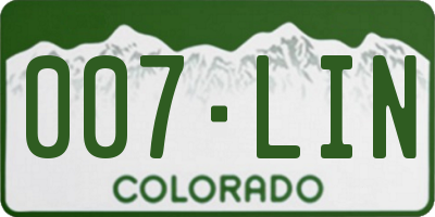 CO license plate 007LIN