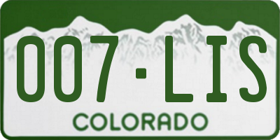 CO license plate 007LIS