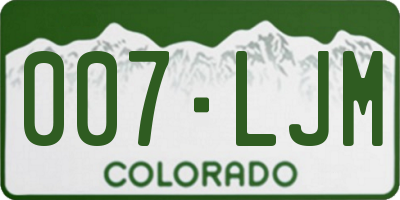 CO license plate 007LJM