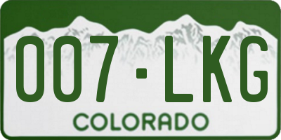 CO license plate 007LKG
