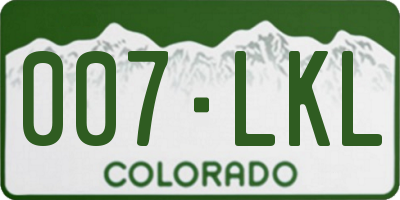 CO license plate 007LKL