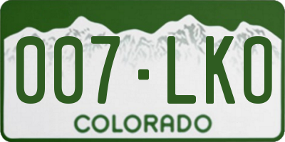 CO license plate 007LKO