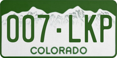 CO license plate 007LKP