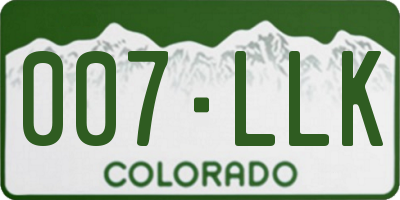 CO license plate 007LLK