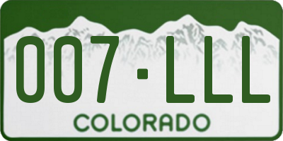 CO license plate 007LLL