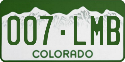 CO license plate 007LMB