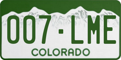 CO license plate 007LME