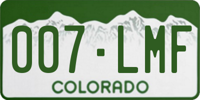 CO license plate 007LMF