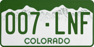 CO license plate 007LNF