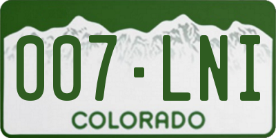 CO license plate 007LNI