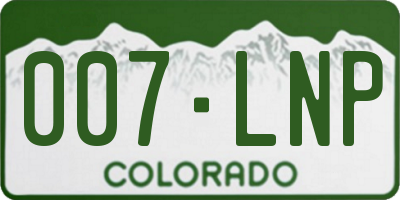 CO license plate 007LNP