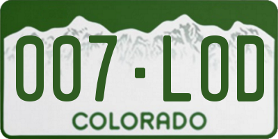 CO license plate 007LOD
