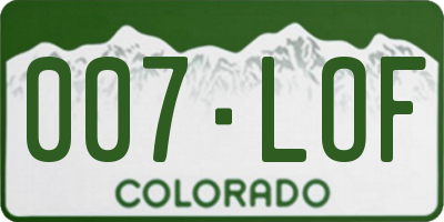 CO license plate 007LOF