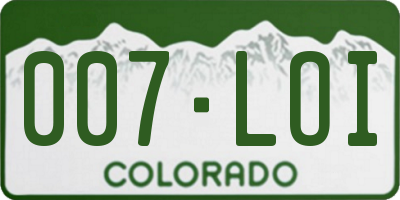 CO license plate 007LOI